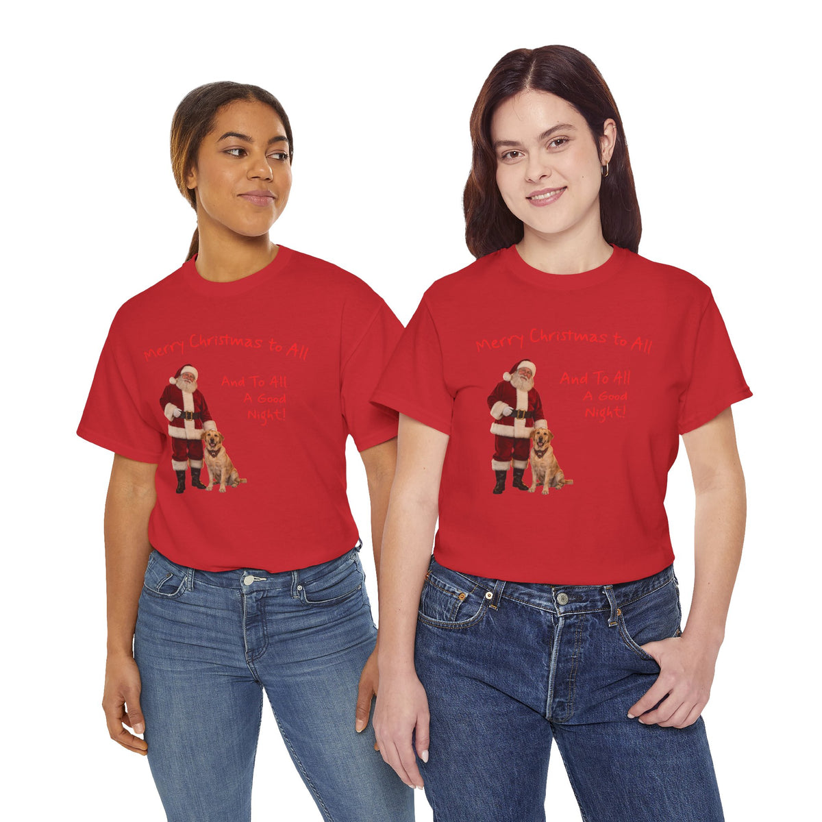 Santa and a Yellow Labrador, Merry Christmas, Unisex Heavy Cotton Tee