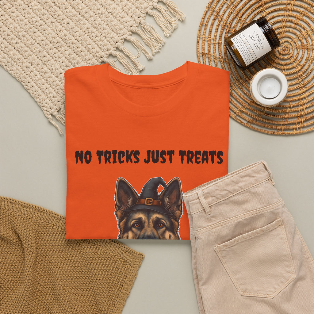 No Tricks Just Treats German Shepherd Halloween T-Shirt – Stay Weird Goods