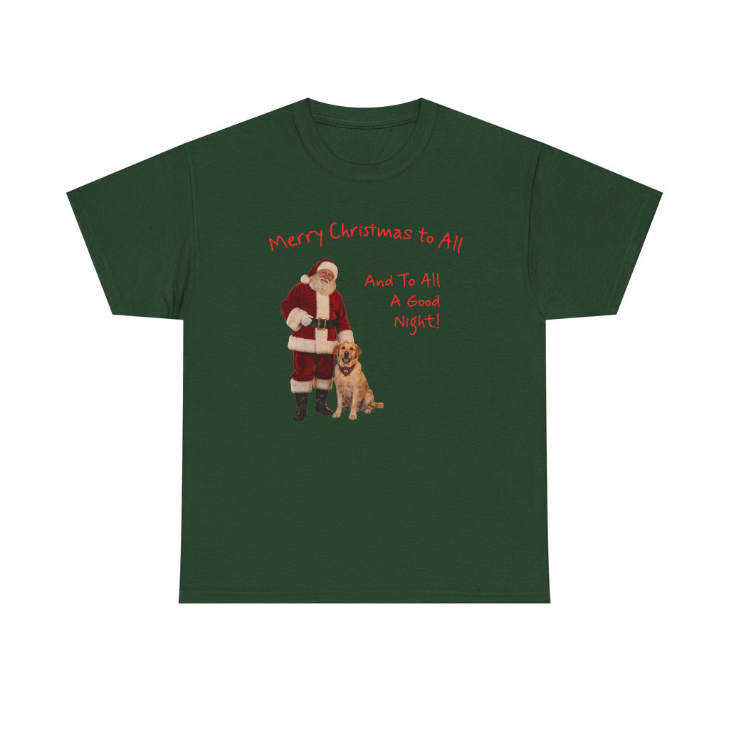 Santa and a Yellow Labrador, Merry Christmas, Unisex Heavy Cotton Tee