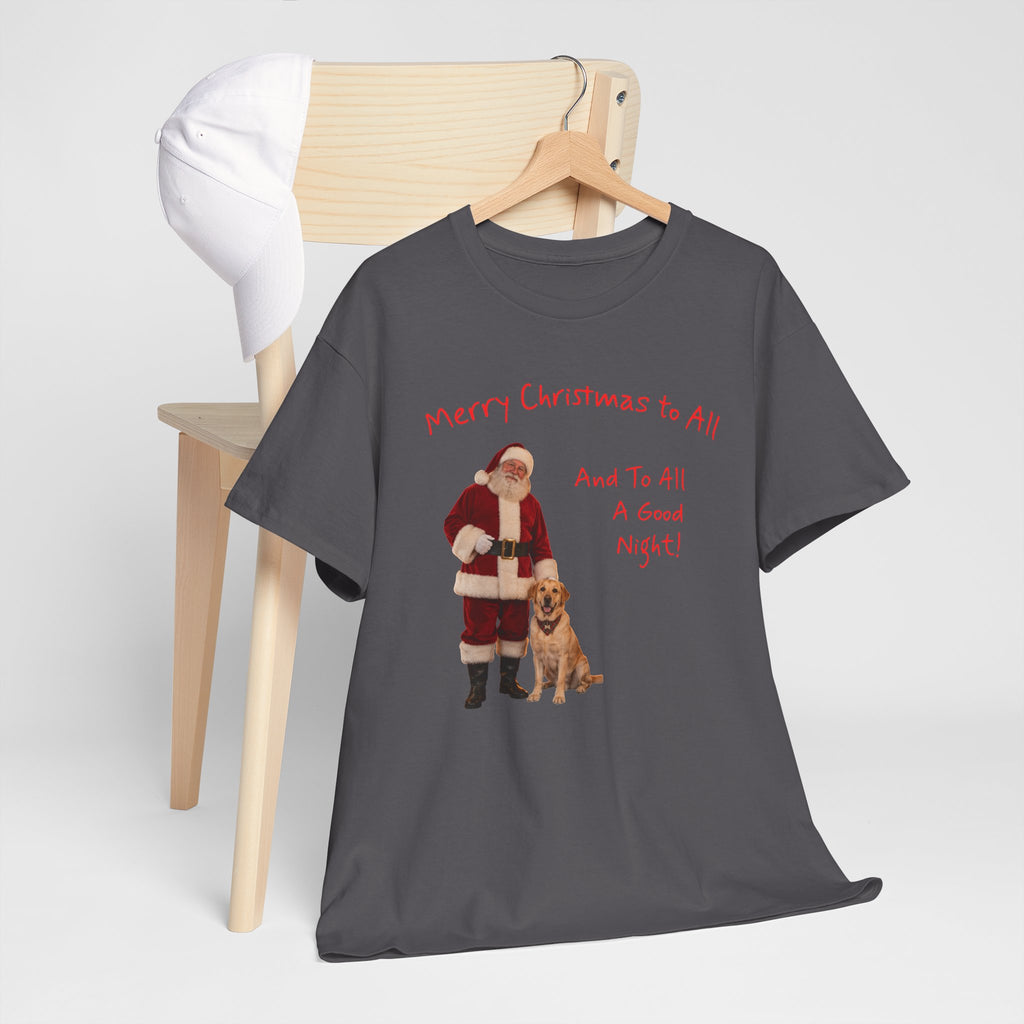 Santa and a Yellow Labrador, Merry Christmas, Unisex Heavy Cotton Tee
