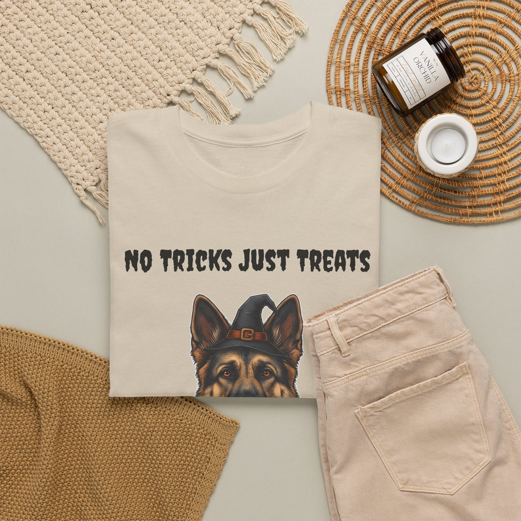 No Tricks Just Treats German Shepherd Halloween T-Shirt – Stay Weird Goods