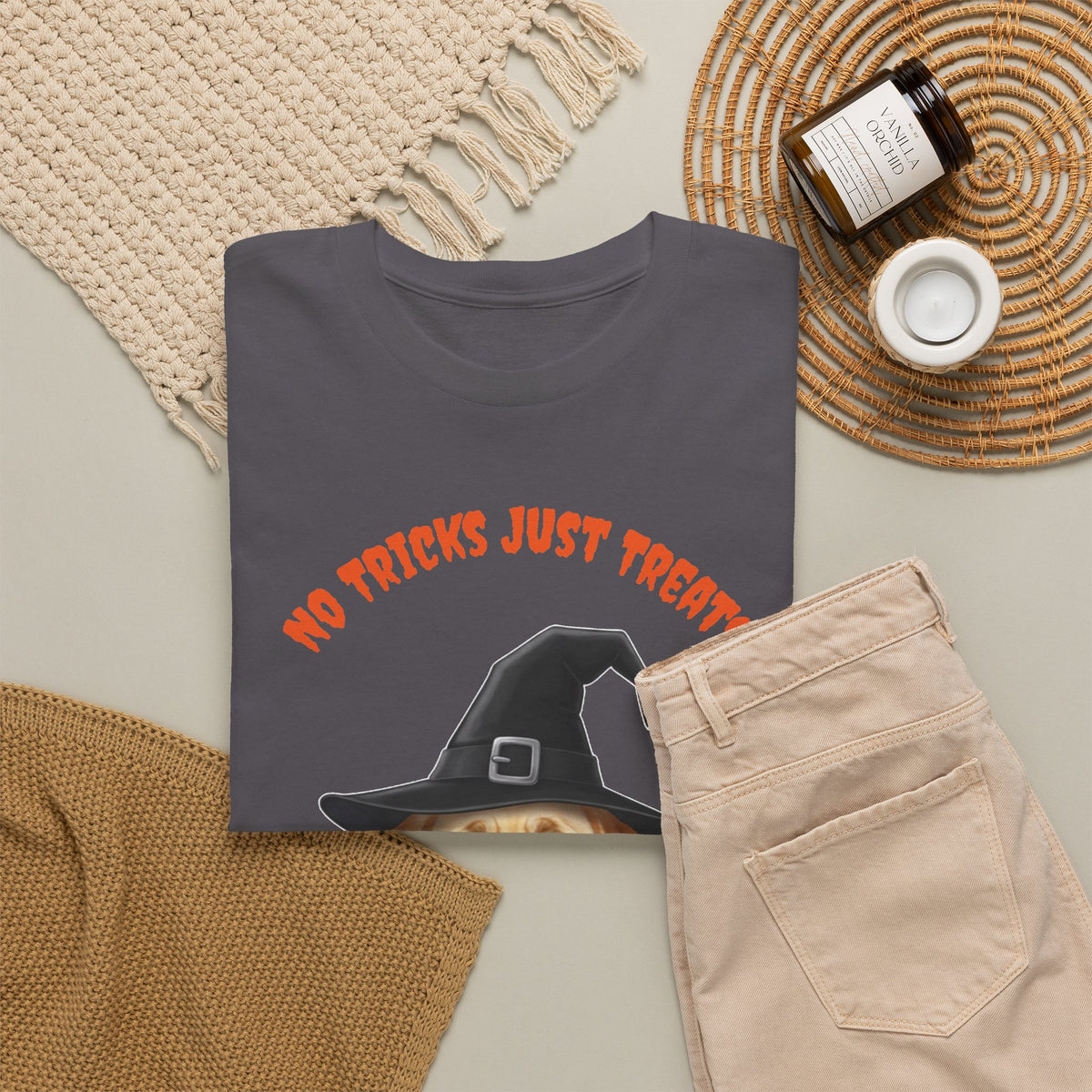 No Tricks Just Treats Golden Lab Halloween T-Shirt – Stay Weird Goods