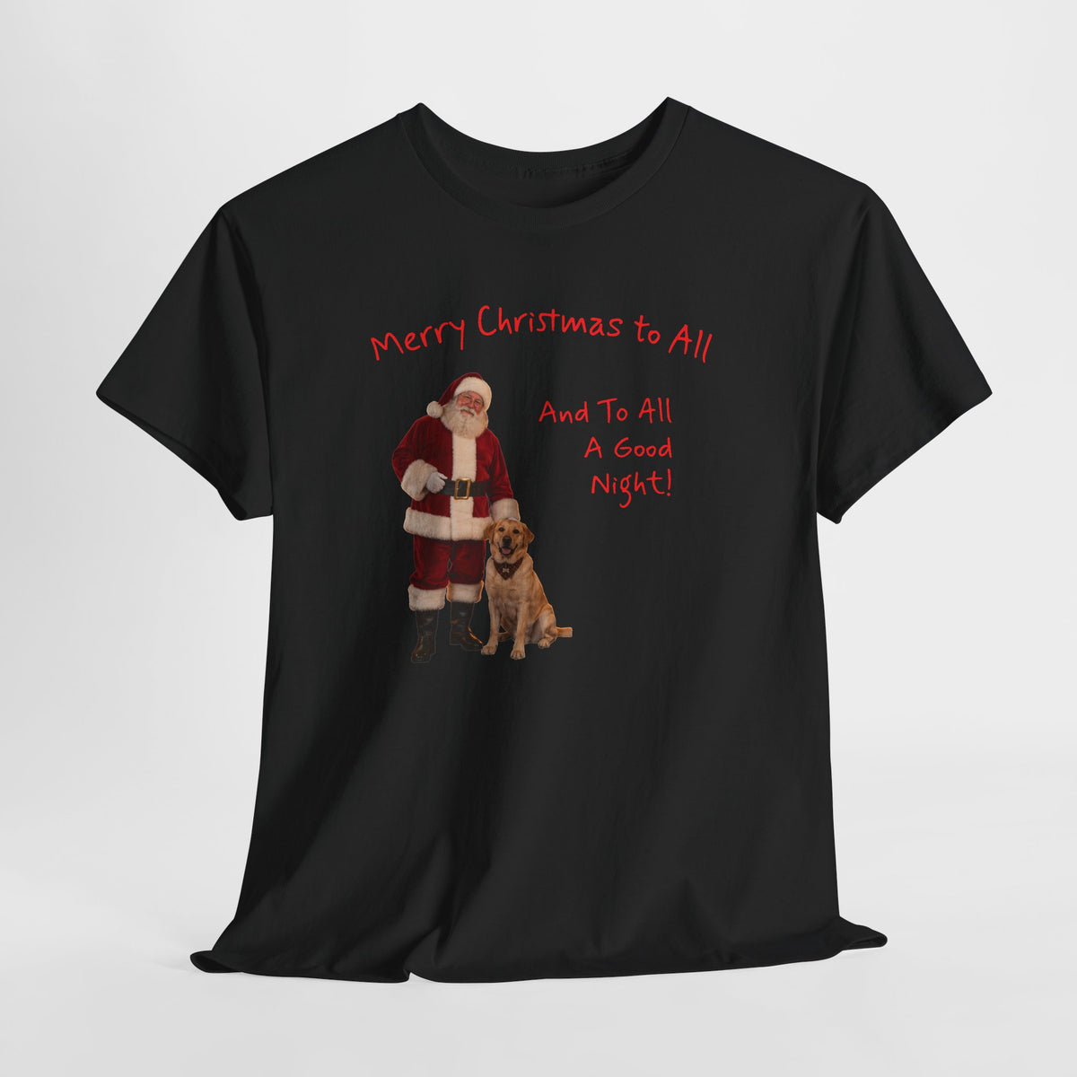 Santa and a Yellow Labrador, Merry Christmas, Unisex Heavy Cotton Tee