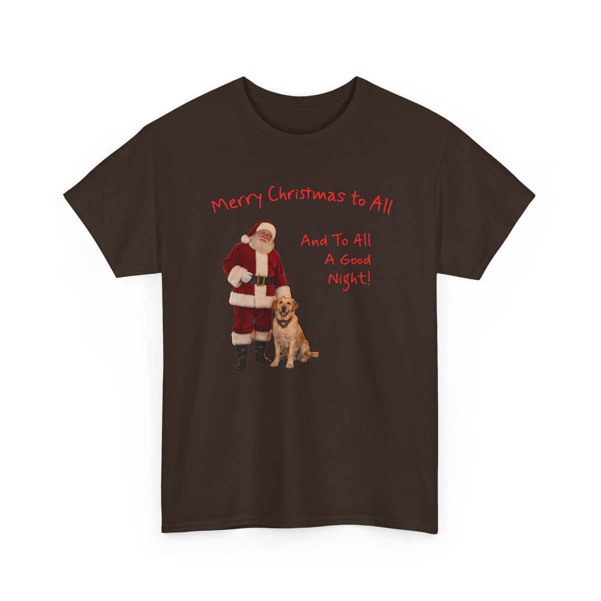 Santa and a Yellow Labrador, Merry Christmas, Unisex Heavy Cotton Tee