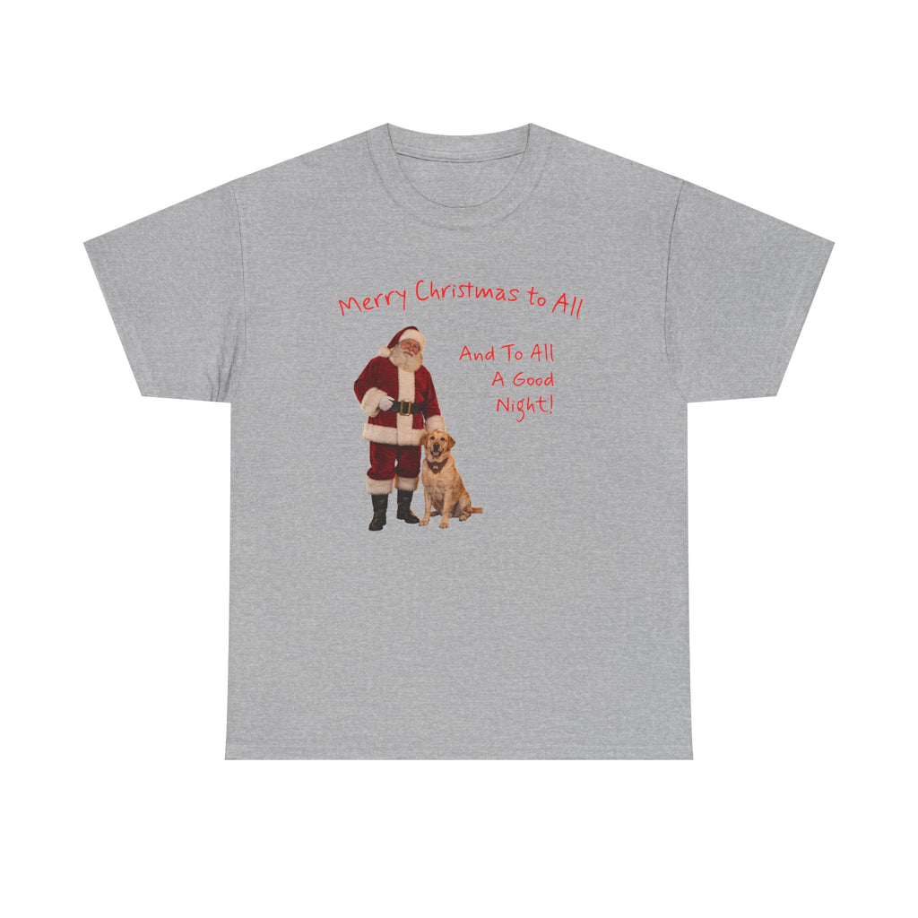 Santa and a Yellow Labrador, Merry Christmas, Unisex Heavy Cotton Tee