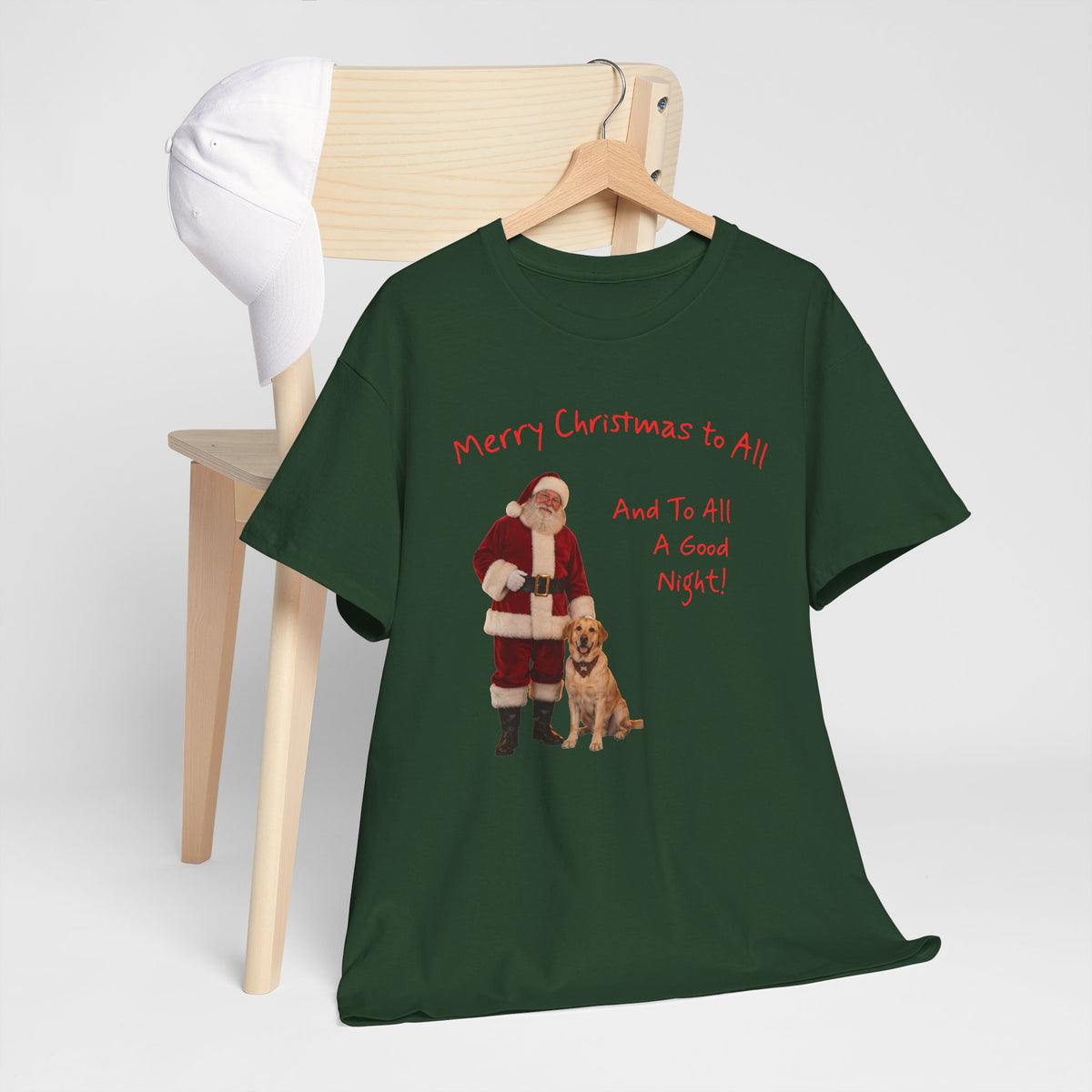 Santa and a Yellow Labrador, Merry Christmas, Unisex Heavy Cotton Tee