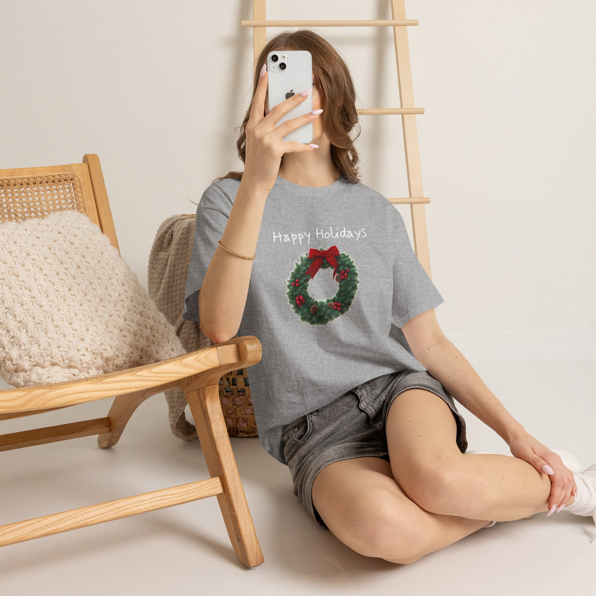 Happy Holidays Wreath, Unisex Heavy Cotton Tee