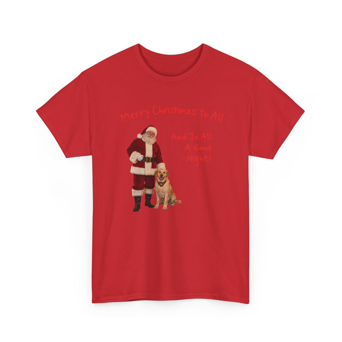 Santa and a Yellow Labrador, Merry Christmas, Unisex Heavy Cotton Tee