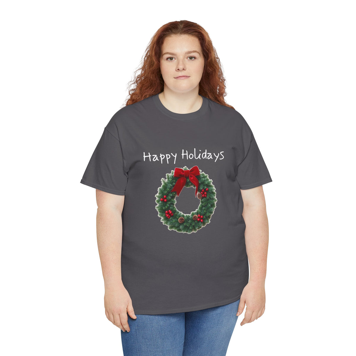 Happy Holidays Wreath, Unisex Heavy Cotton Tee