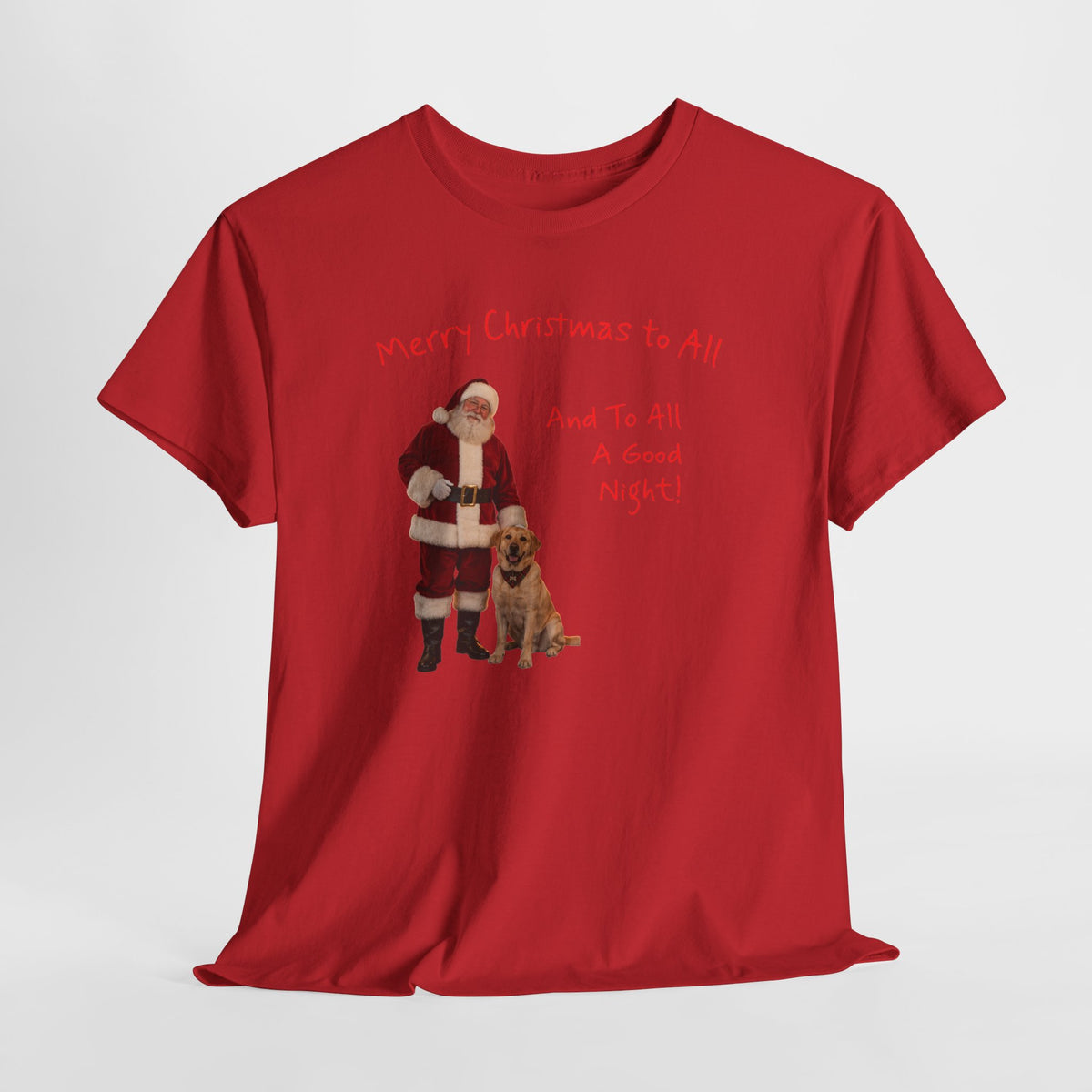 Santa and a Yellow Labrador, Merry Christmas, Unisex Heavy Cotton Tee