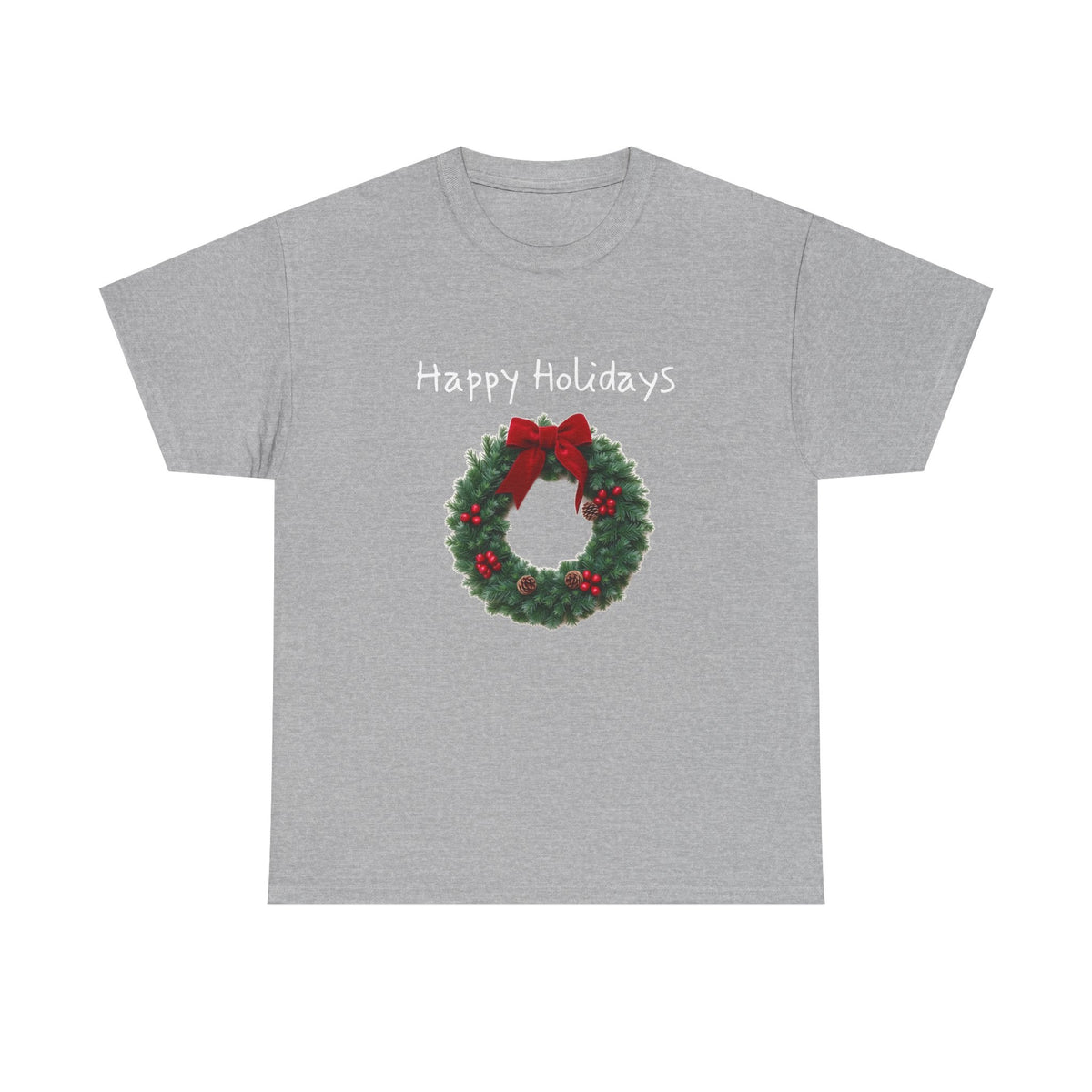 Happy Holidays Wreath, Unisex Heavy Cotton Tee