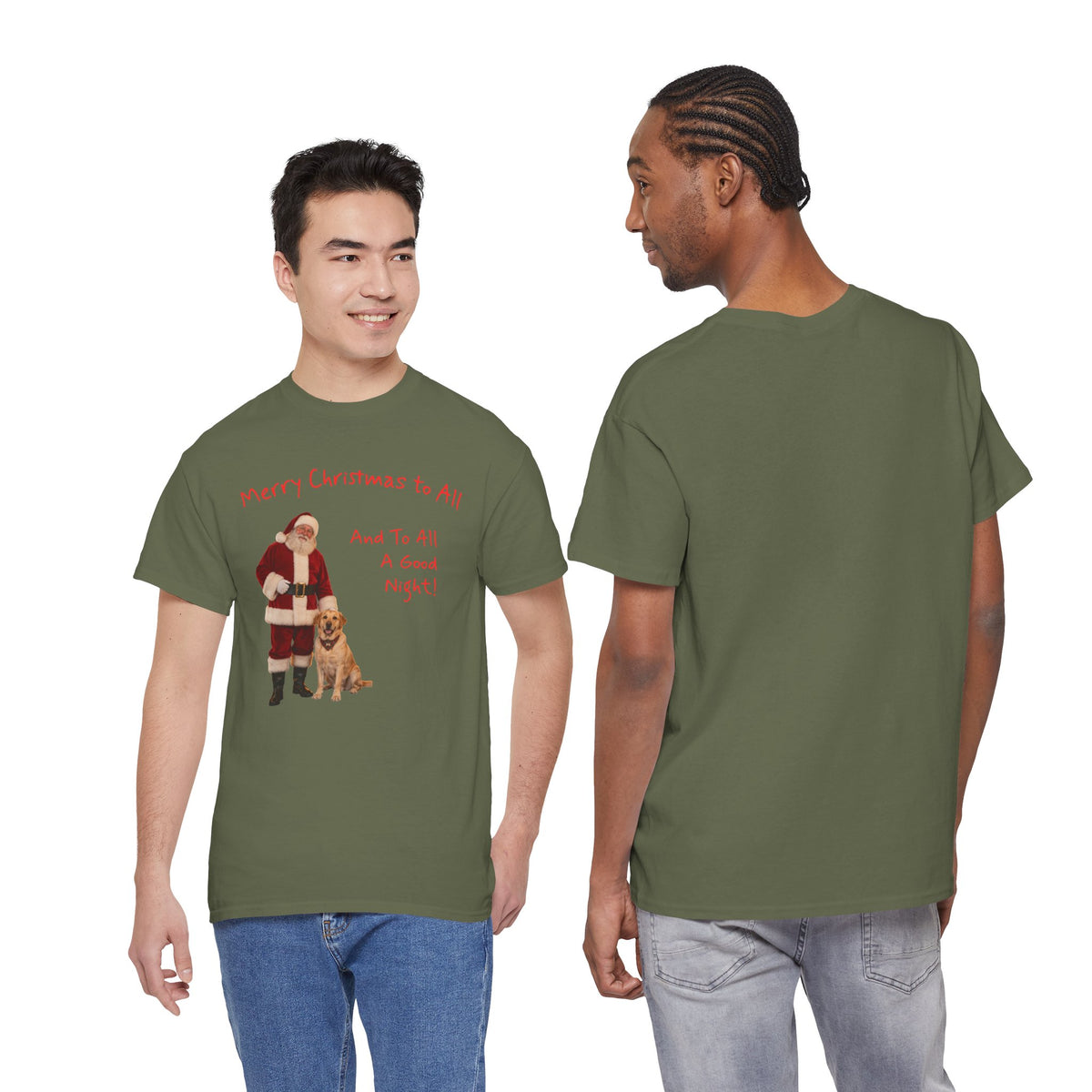 Santa and a Yellow Labrador, Merry Christmas, Unisex Heavy Cotton Tee