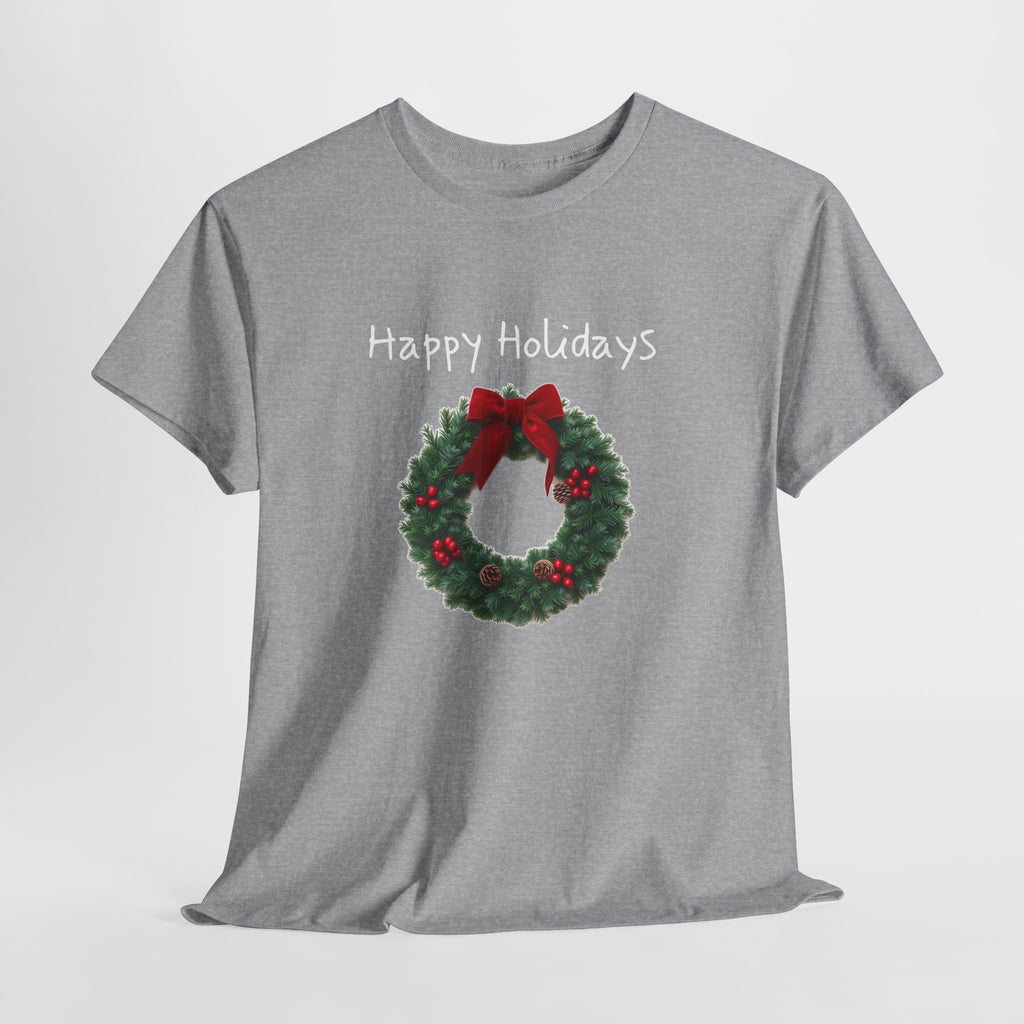 Happy Holidays Wreath, Unisex Heavy Cotton Tee