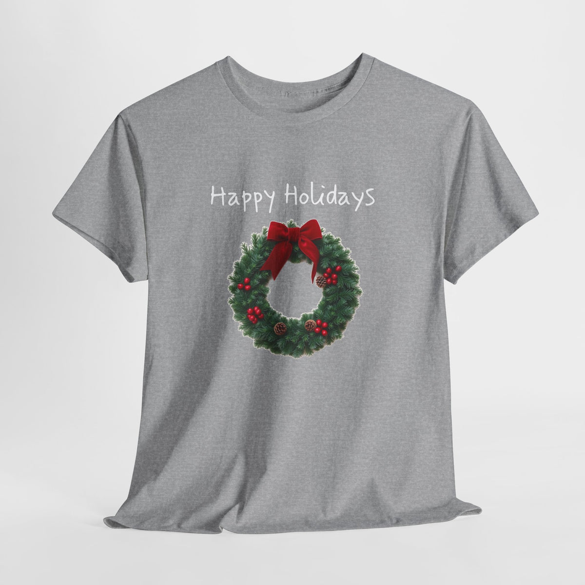 Happy Holidays Wreath, Unisex Heavy Cotton Tee
