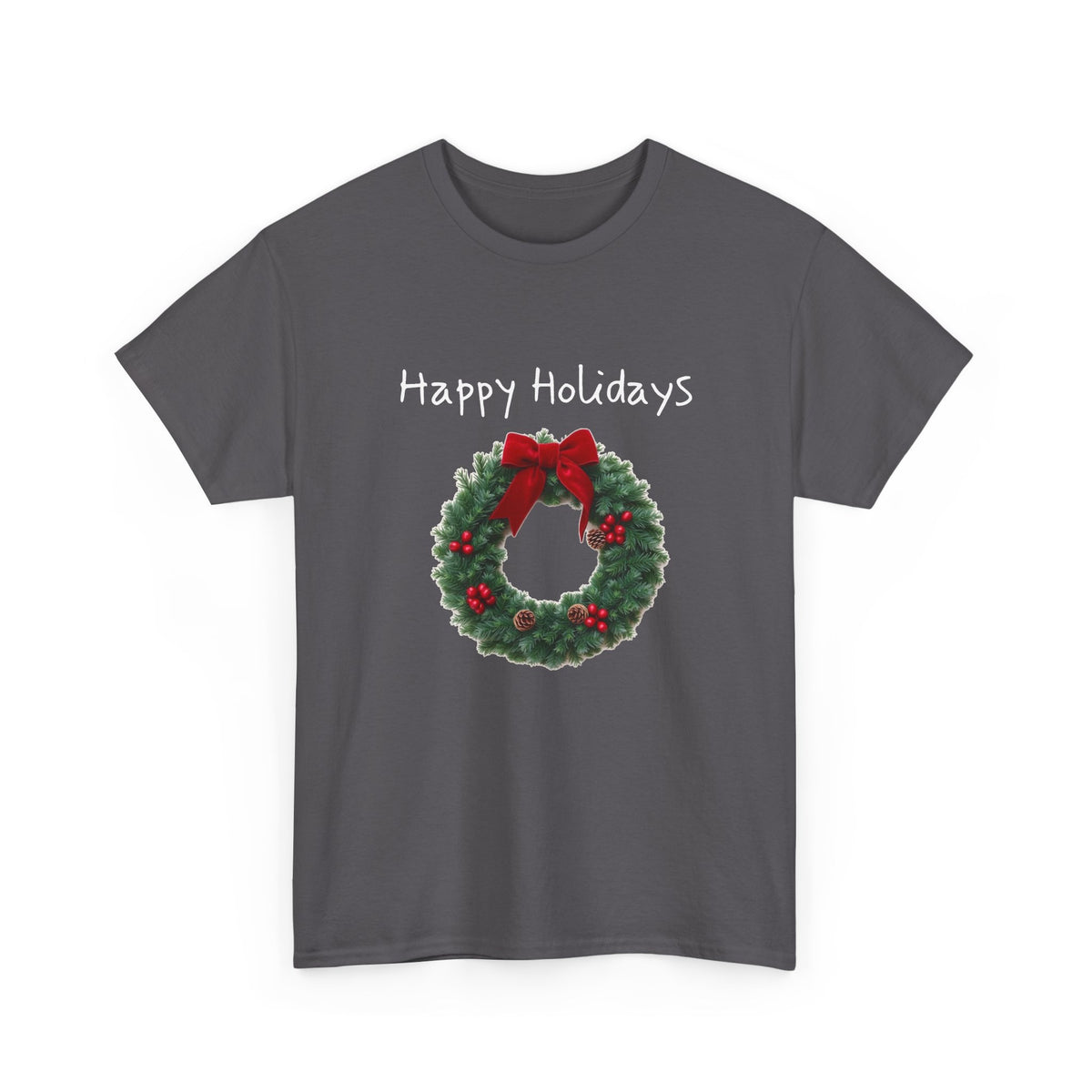 Happy Holidays Wreath, Unisex Heavy Cotton Tee