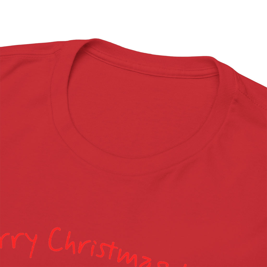 Santa and a Yellow Labrador, Merry Christmas, Unisex Heavy Cotton Tee