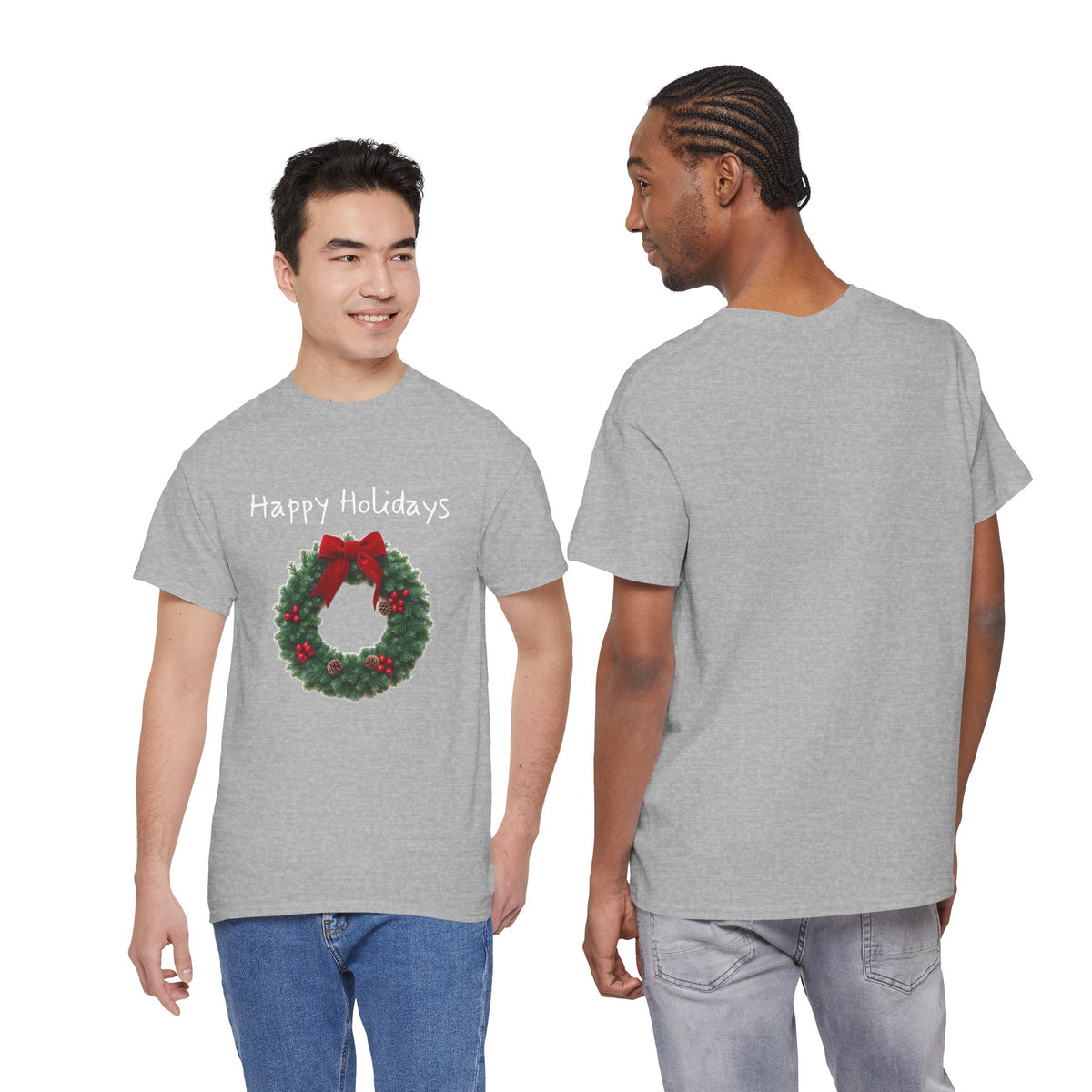 Happy Holidays Wreath, Unisex Heavy Cotton Tee