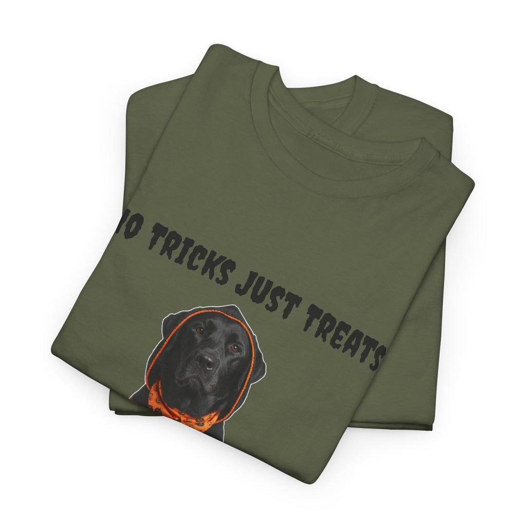 No Tricks Just Treats Black Lab Halloween T-Shirt – Stay Weird Goods