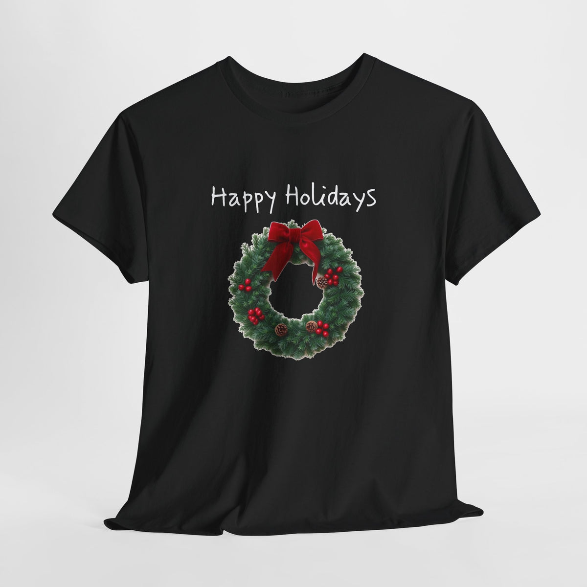 Happy Holidays Wreath, Unisex Heavy Cotton Tee