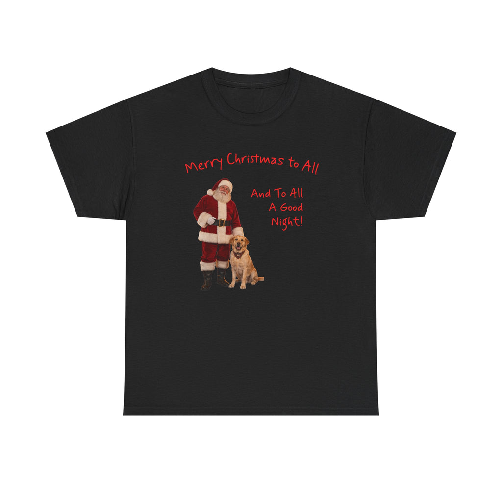 Santa and a Yellow Labrador, Merry Christmas, Unisex Heavy Cotton Tee