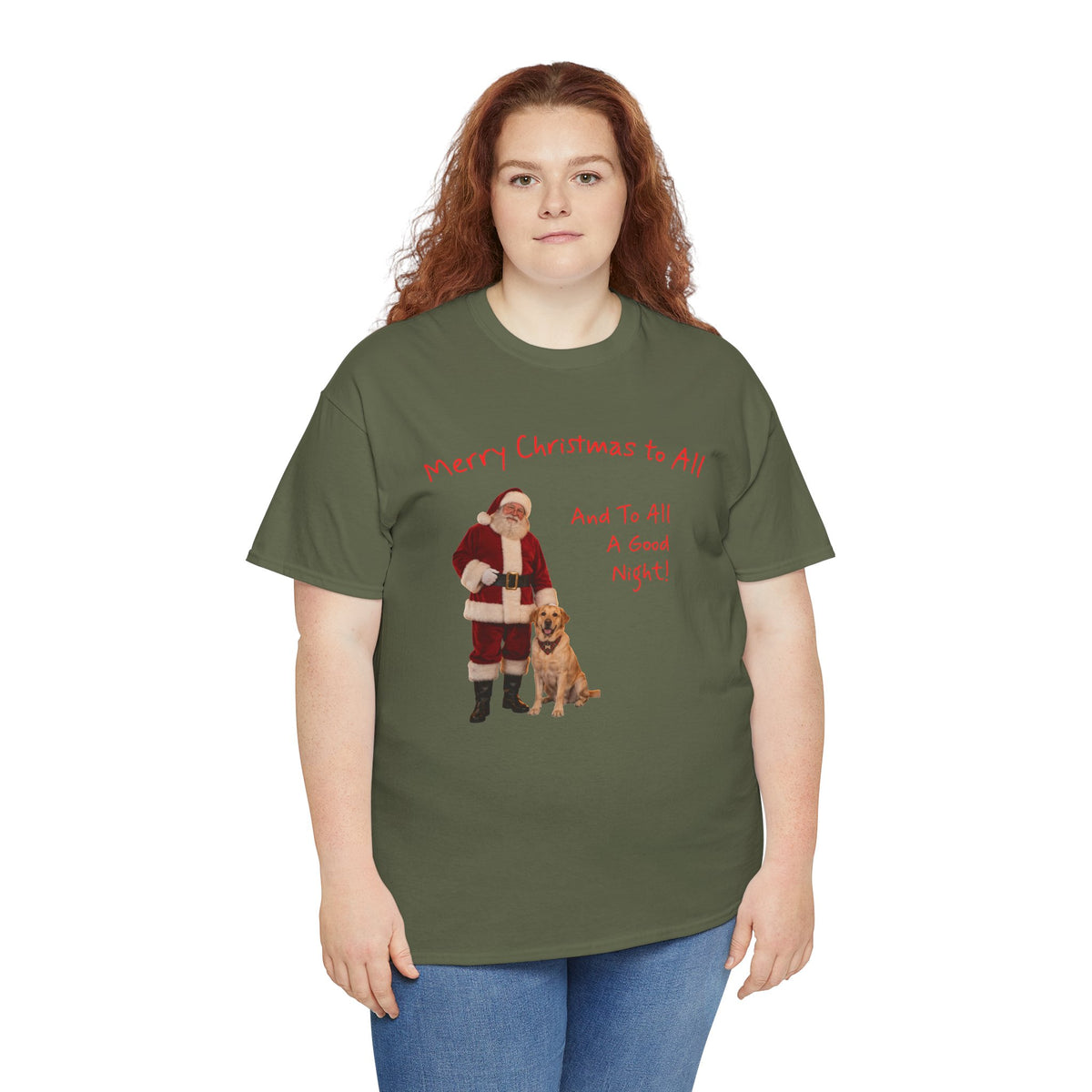 Santa and a Yellow Labrador, Merry Christmas, Unisex Heavy Cotton Tee