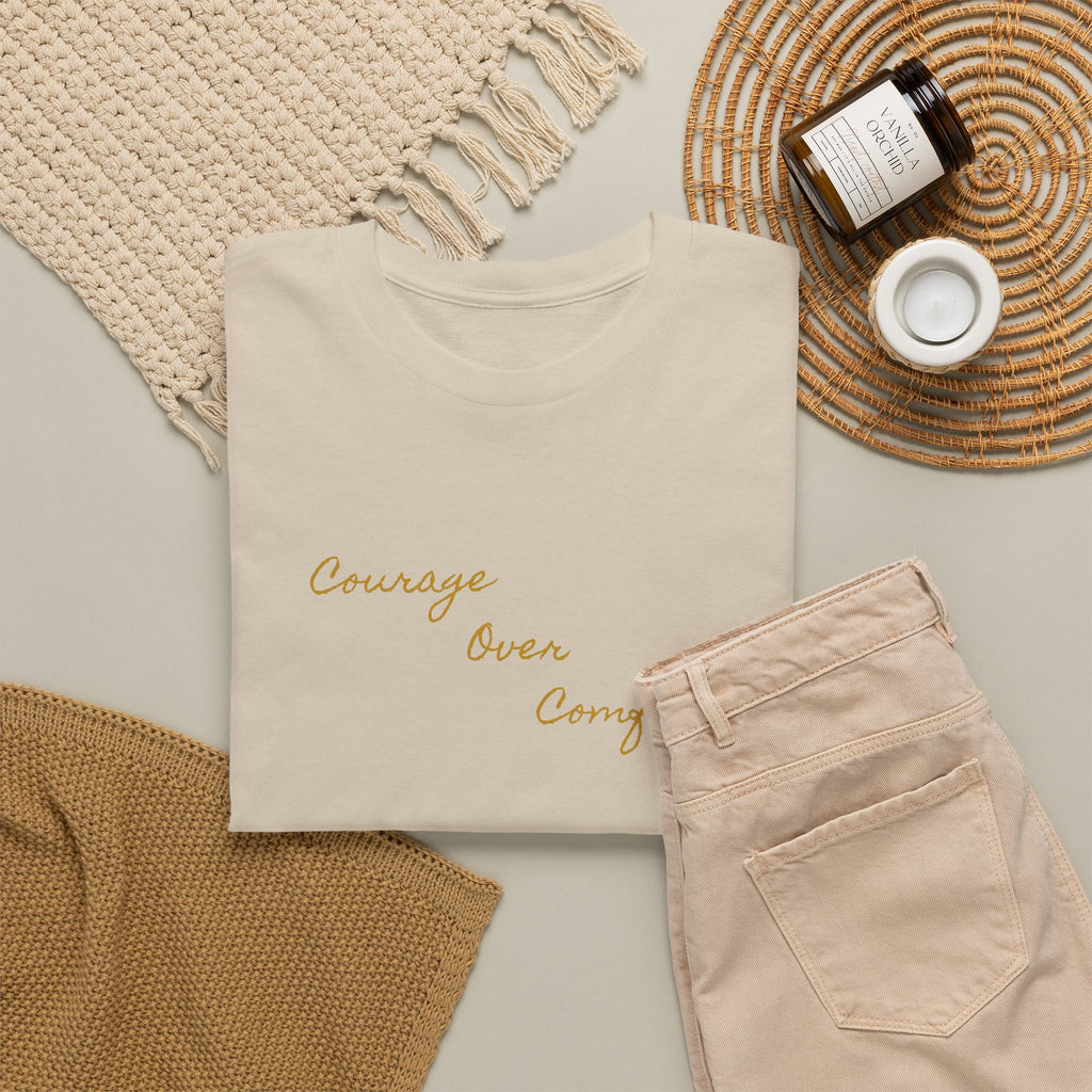 Courage Over Comfort, Be Courageous, Unisex Heavy Cotton Tee