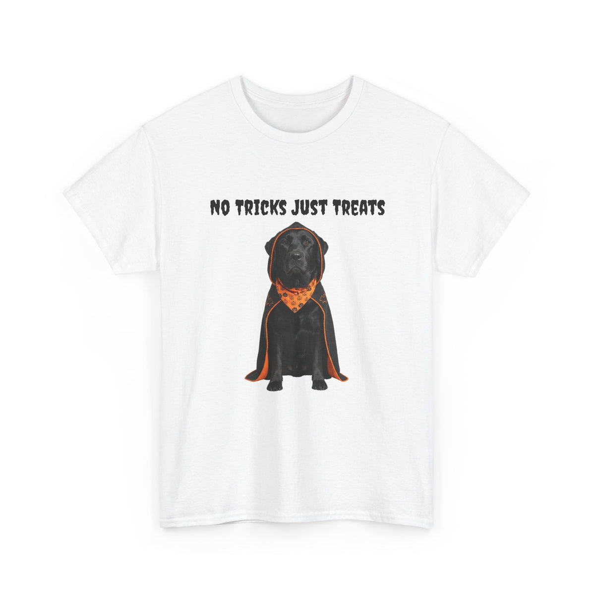No Tricks Just Treats Black Lab Halloween T-Shirt – Stay Weird Goods