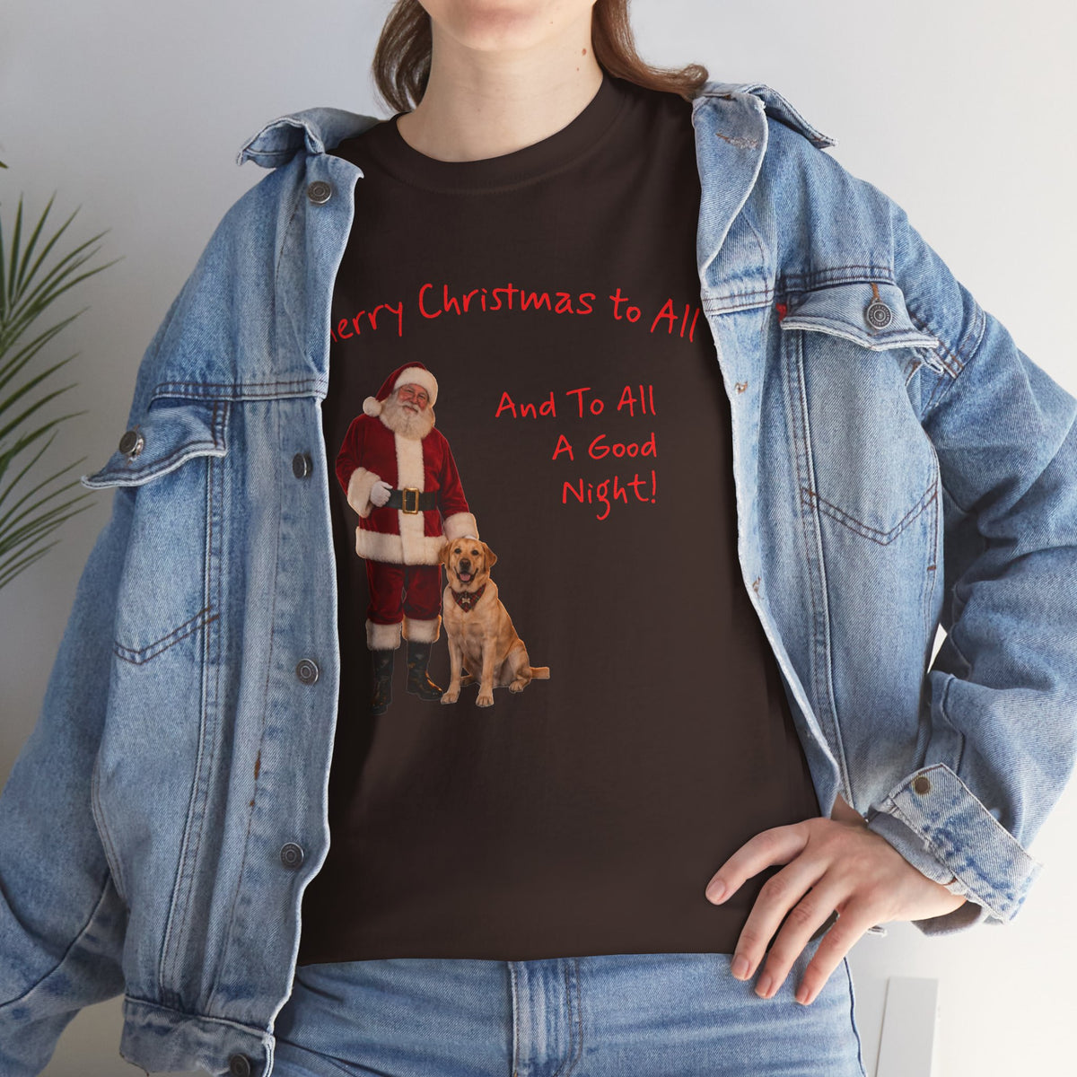 Santa and a Yellow Labrador, Merry Christmas, Unisex Heavy Cotton Tee