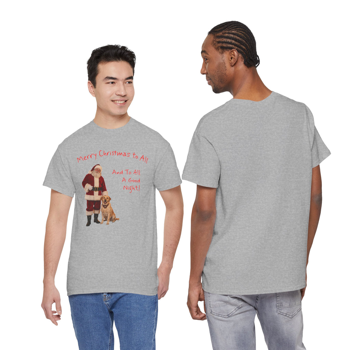 Santa and a Yellow Labrador, Merry Christmas, Unisex Heavy Cotton Tee