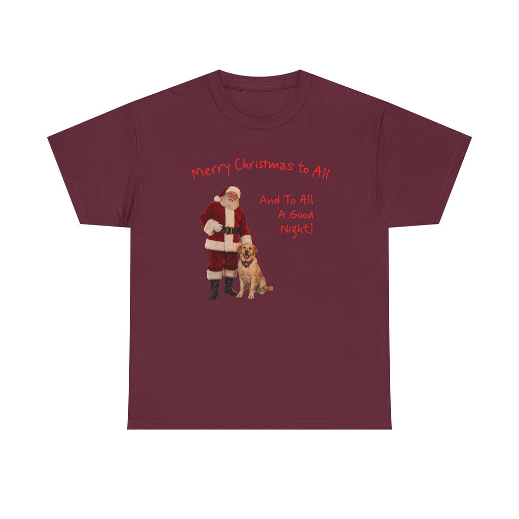 Santa and a Yellow Labrador, Merry Christmas, Unisex Heavy Cotton Tee