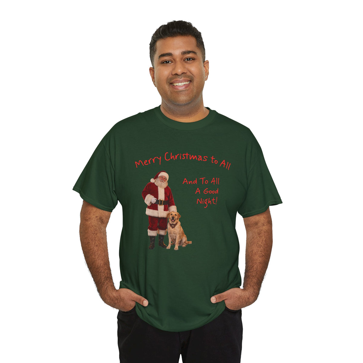 Santa and a Yellow Labrador, Merry Christmas, Unisex Heavy Cotton Tee