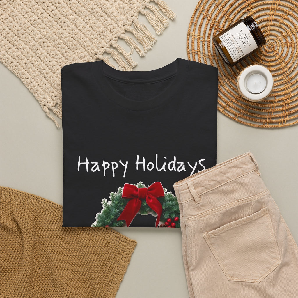 Happy Holidays Wreath, Unisex Heavy Cotton Tee