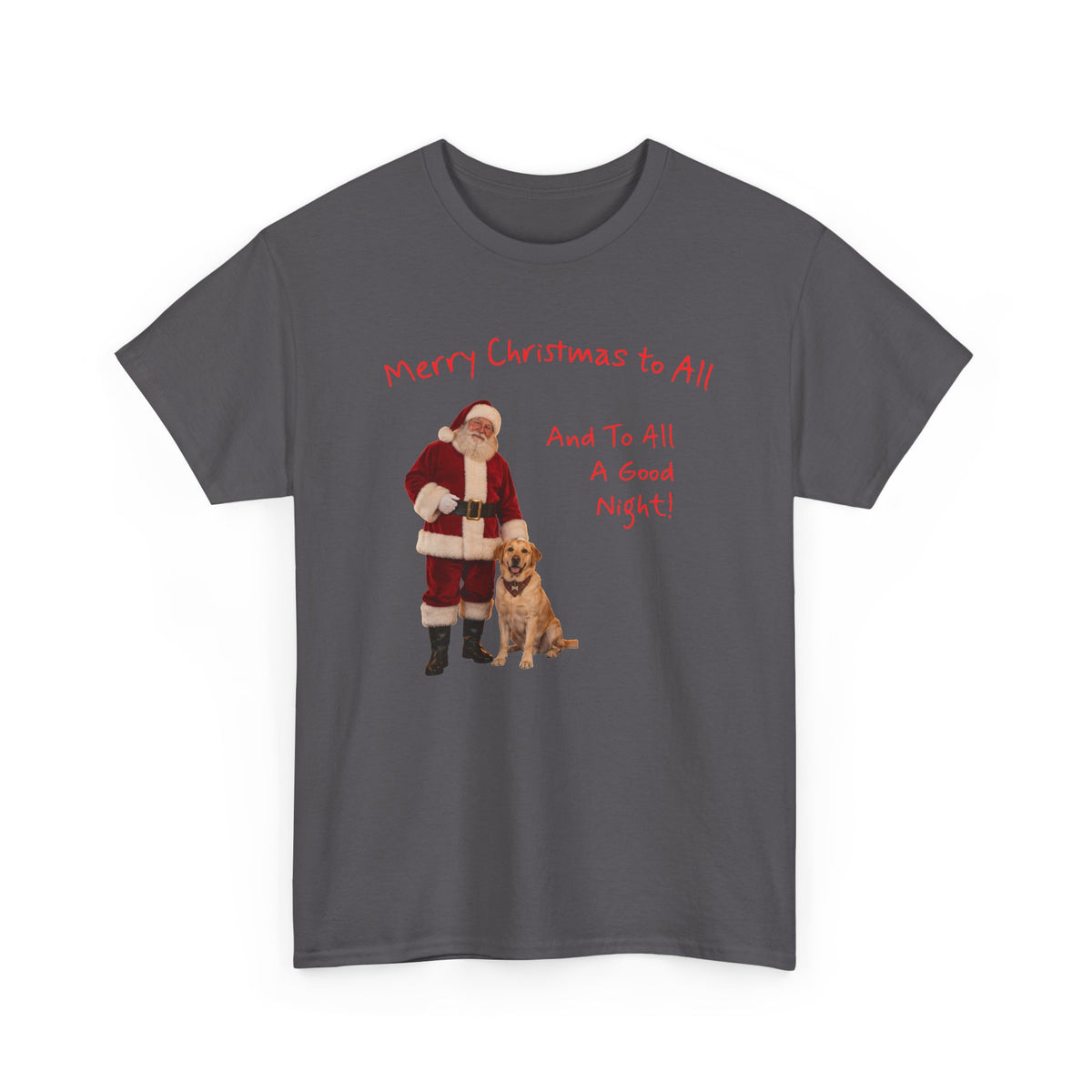 Santa and a Yellow Labrador, Merry Christmas, Unisex Heavy Cotton Tee