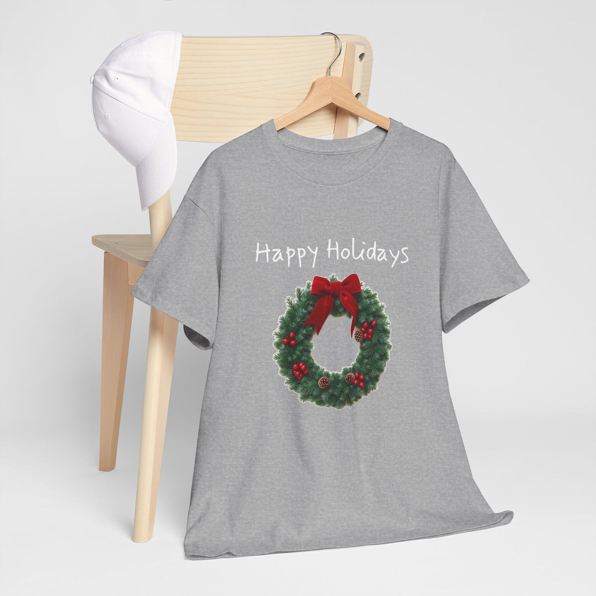 Happy Holidays Wreath, Unisex Heavy Cotton Tee
