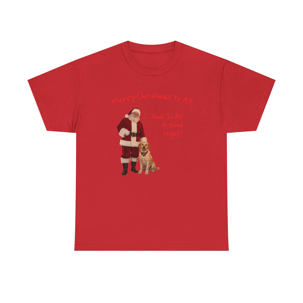 Santa and a Yellow Labrador, Merry Christmas, Unisex Heavy Cotton Tee