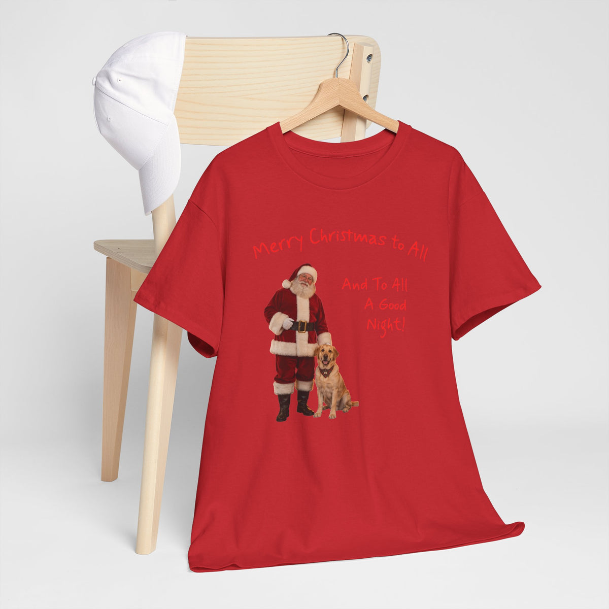 Santa and a Yellow Labrador, Merry Christmas, Unisex Heavy Cotton Tee