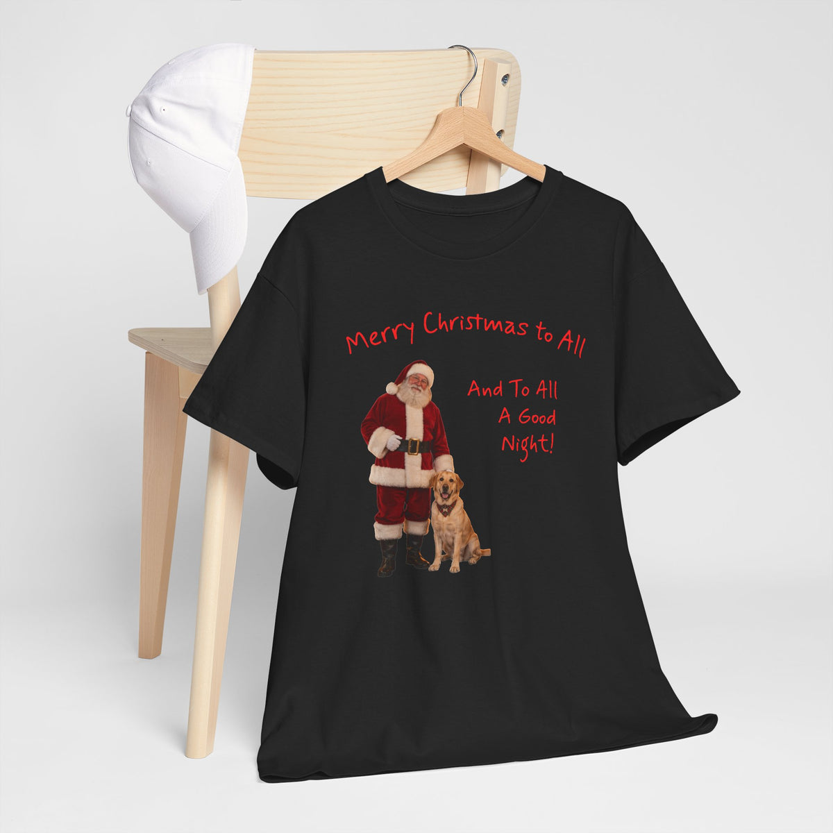 Santa and a Yellow Labrador, Merry Christmas, Unisex Heavy Cotton Tee