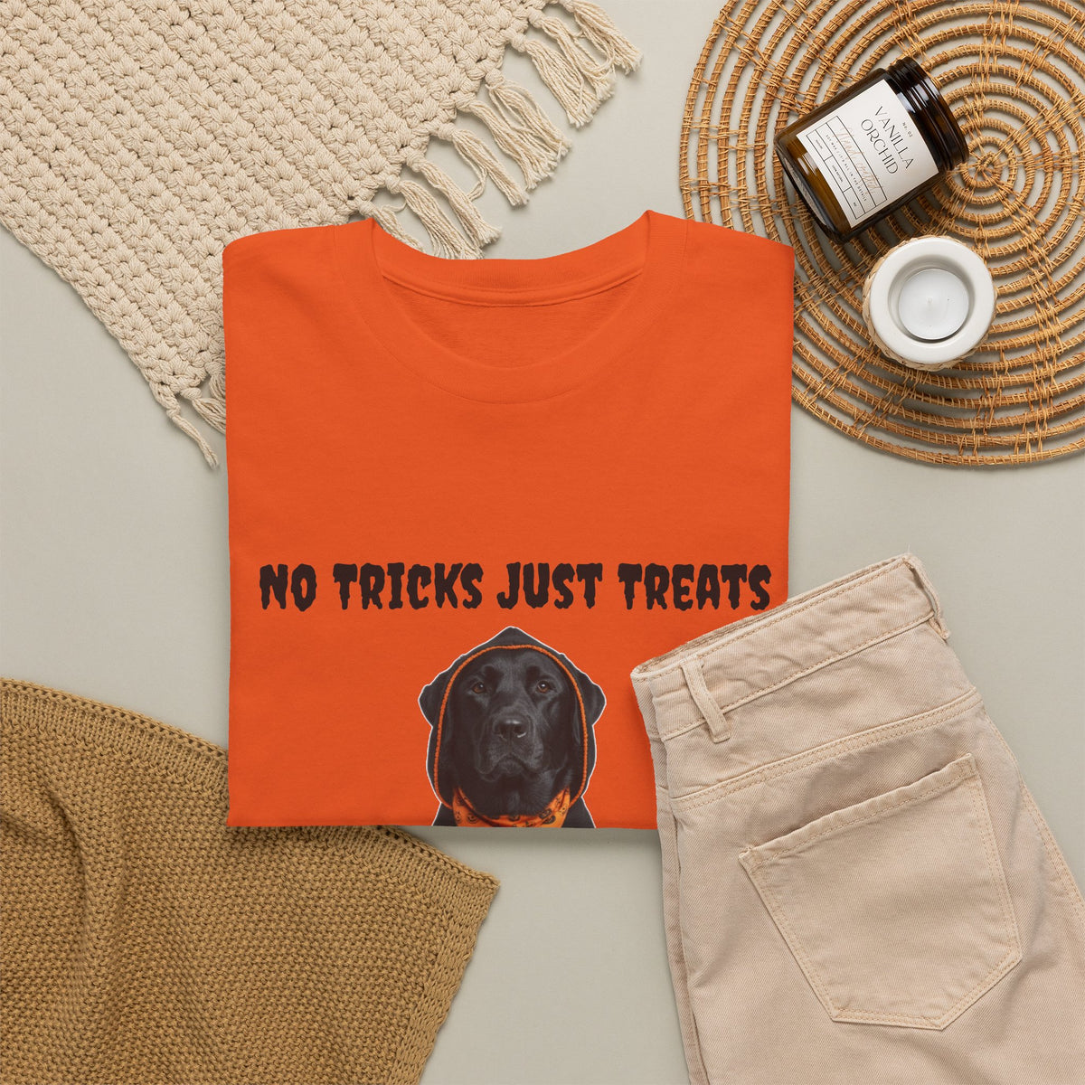 No Tricks Just Treats Black Lab Halloween T-Shirt – Stay Weird Goods