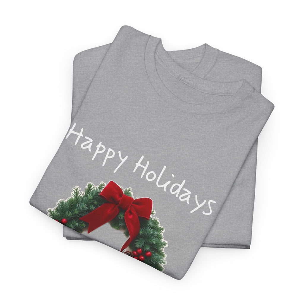Happy Holidays Wreath, Unisex Heavy Cotton Tee