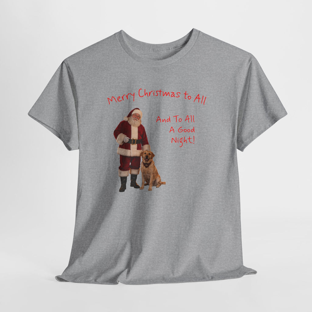Santa and a Yellow Labrador, Merry Christmas, Unisex Heavy Cotton Tee
