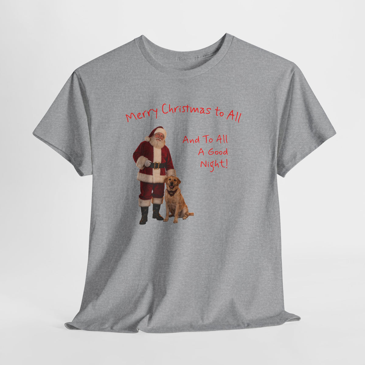 Santa and a Yellow Labrador, Merry Christmas, Unisex Heavy Cotton Tee