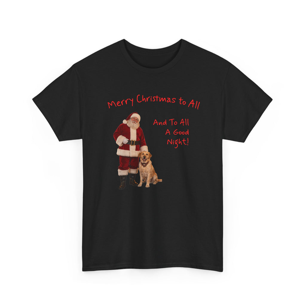 Santa and a Yellow Labrador, Merry Christmas, Unisex Heavy Cotton Tee