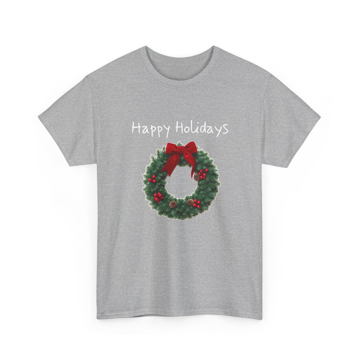 Happy Holidays Wreath, Unisex Heavy Cotton Tee