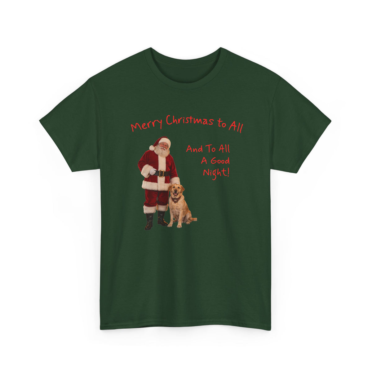 Santa and a Yellow Labrador, Merry Christmas, Unisex Heavy Cotton Tee