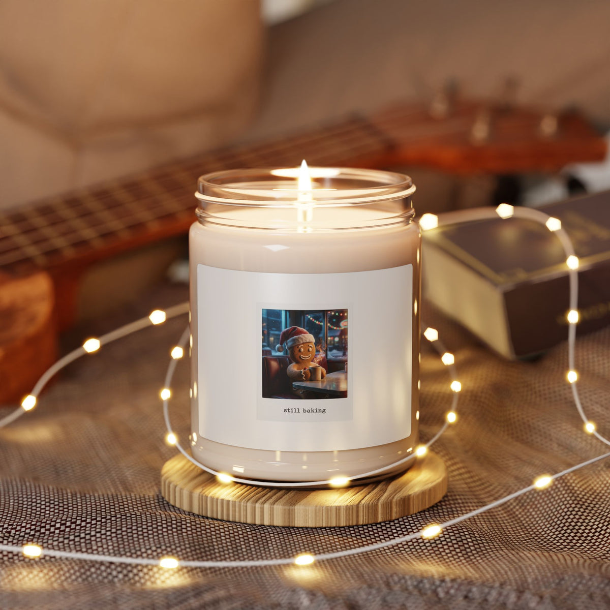 Realistic Santa Portrait Soy Candle | Nostalgic Christmas Scene