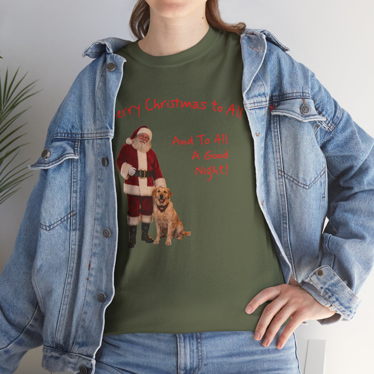 Santa and a Yellow Labrador, Merry Christmas, Unisex Heavy Cotton Tee