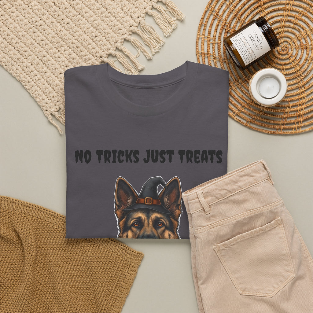 No Tricks Just Treats German Shepherd Halloween T-Shirt – Stay Weird Goods