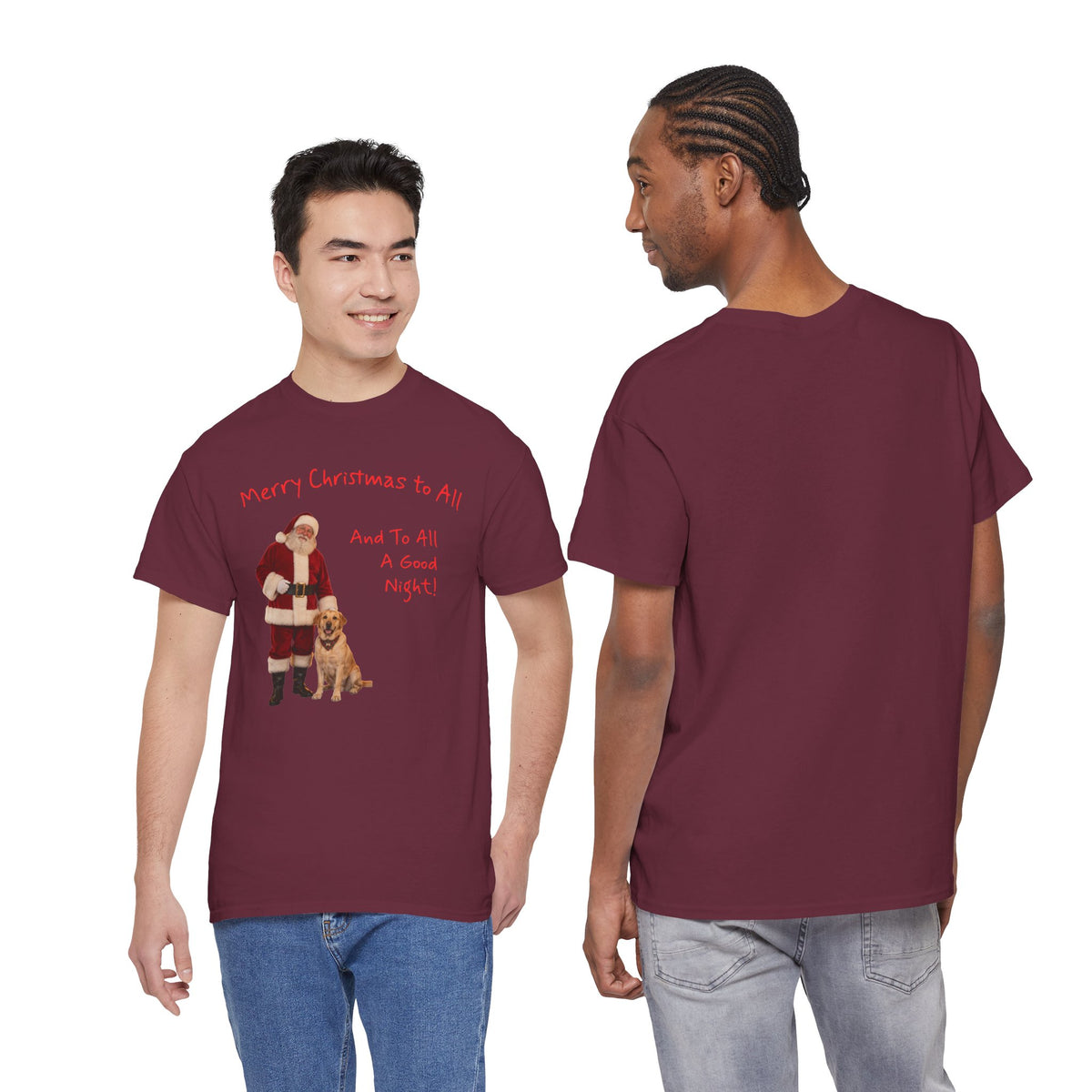 Santa and a Yellow Labrador, Merry Christmas, Unisex Heavy Cotton Tee
