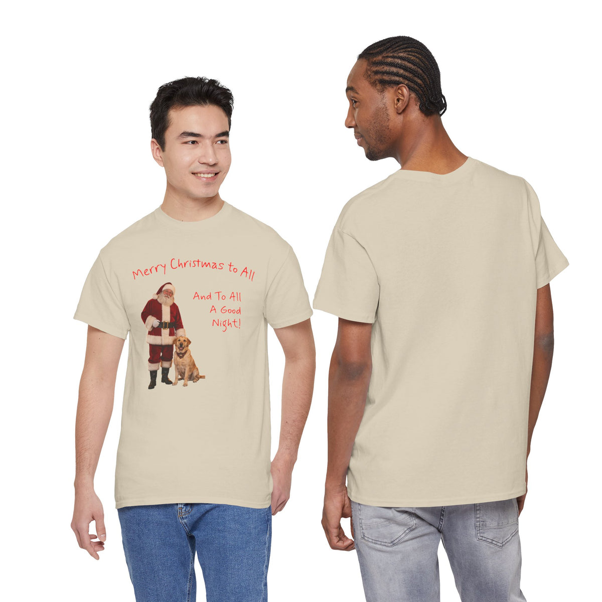 Santa and a Yellow Labrador, Merry Christmas, Unisex Heavy Cotton Tee