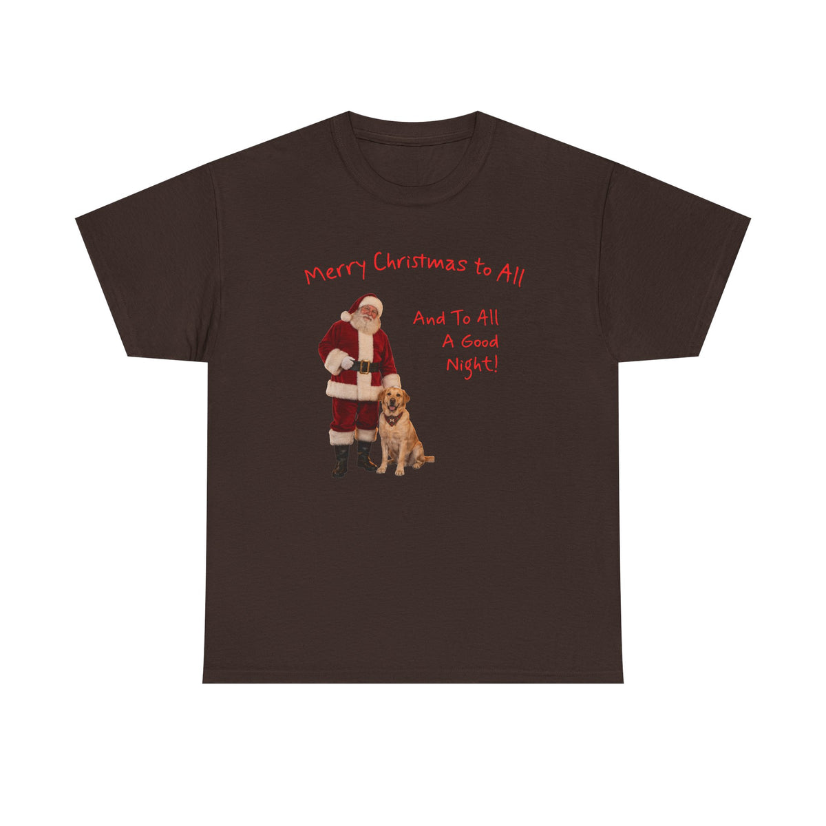 Santa and a Yellow Labrador, Merry Christmas, Unisex Heavy Cotton Tee